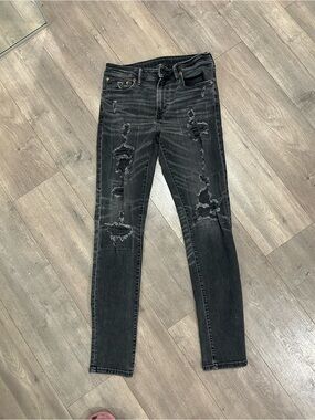 American Eagle Outfitters Black Distressed Jeans - Men